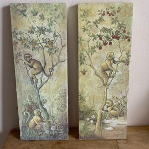 Vintage Vertical Monkey Art Panel
